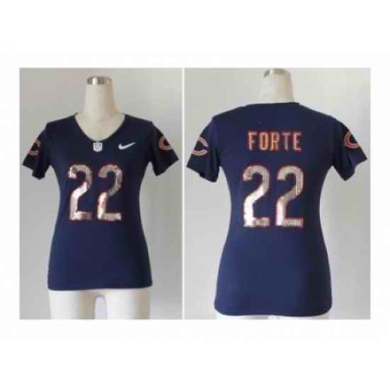 Nike Women Chicago Bears #22 Matt Forte blue[Handwork Sequin lettering Fashion]
